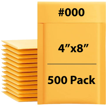 #000 Kraft bubble mailers 4"x8" 500 Pack